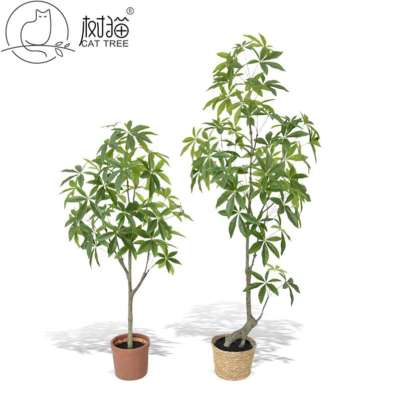 高品质仿真绿植150cm发财树手感招财树叶门面装饰摇钱树盆栽植物