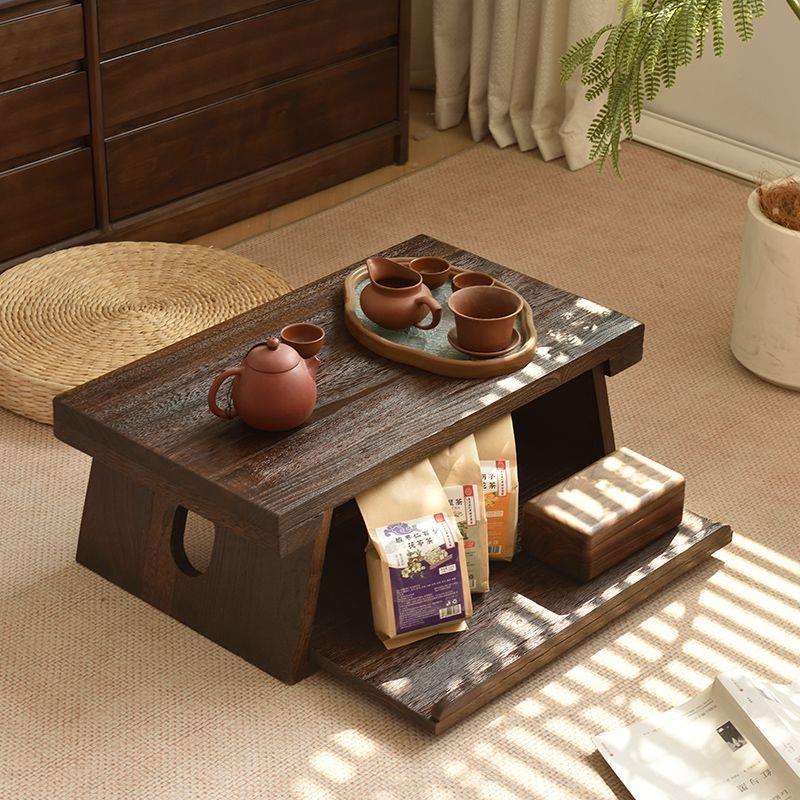 实木榻榻米茶桌飘窗小桌子炕桌家用茶几折叠茶台卧室日式坐地矮桌