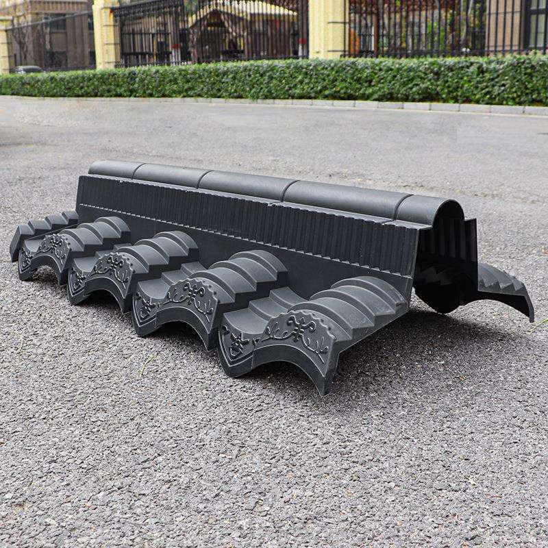 梦古徽派双面瓦树脂一体新中式徽式围墙压顶院子装饰仿古塑料墙帽