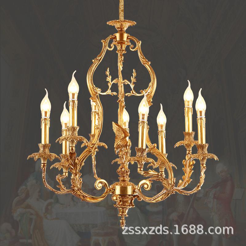 全铜餐厅吊灯法式卧室走廊灯高档别墅书房玄关灯复式客厅楼梯灯具