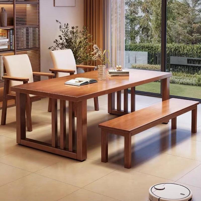 全实木大板桌办公桌家用客厅会议长条书桌餐桌学生电脑阅读写字台