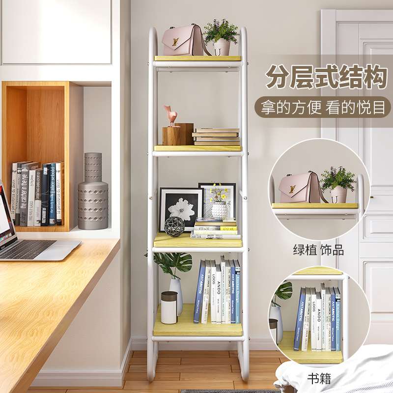 复古置物架落地实木隔板书架卧室客厅厨房铁艺花架收纳展示架子
