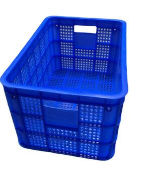 蓝色pp塑料水果筐 长方形蔬菜筐 快递收纳筐 镂空菜箩筐 透气胶框