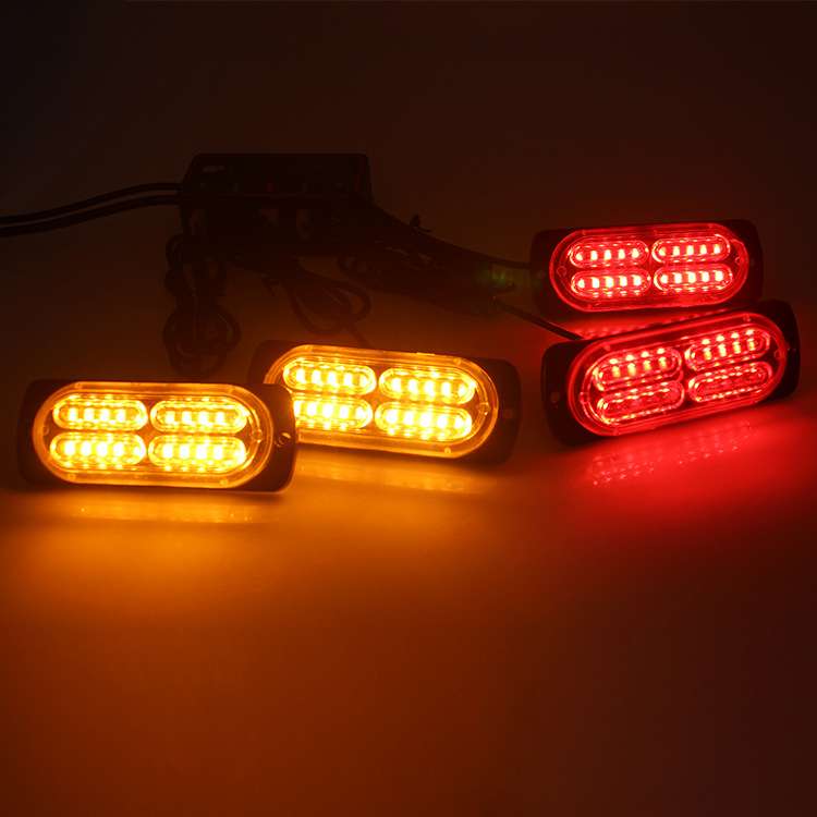 80led一拖四汽车中网爆闪警示灯频闪灯4*24led高亮格栅灯12-24v