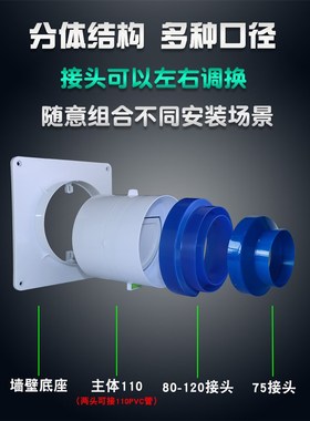 极速卫生间止逆阀80 1o00 120排气扇止回阀75 110 PVC浴霸通用防