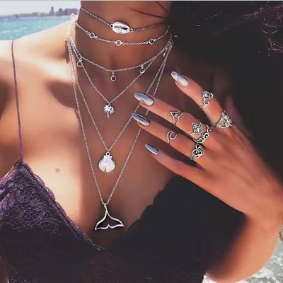 极速Metal multi-element pewndant multi-layer personality wom