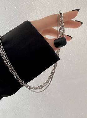极速Multi-lfayer decorative titanium steel metal necklace wo