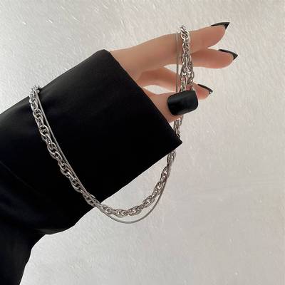 极速Multi-lfayer decorative titanium steel metal necklace wo