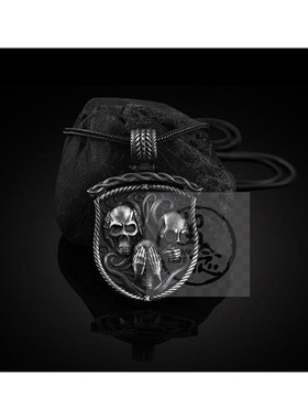 极速。Ins Gothic style skull tag mens hipM hop pendant punk