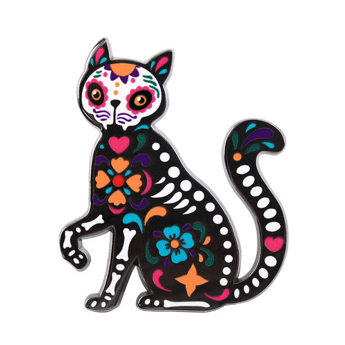 亡灵节猫咪墨西哥 Día de los Muertos糖骷髅猫咪珐琅胸针