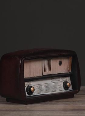 家居装饰品 复古做旧工艺品摆件老式收音机怀旧风格酒吧摆设品