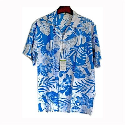 流行薄款海南岛服男款短袖衬衣绵绸布料沙滩服男衬衫花衬衫休闲
