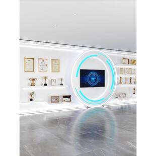 公司荣誉墙展示柜展厅奖牌展示架烤漆产品展示柜定制带灯陈列展柜