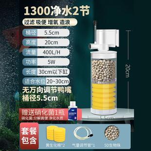 鱼缸过滤器循环系统水泵制氧一体机小型吸粪三合美鱼圆形鱼马桶