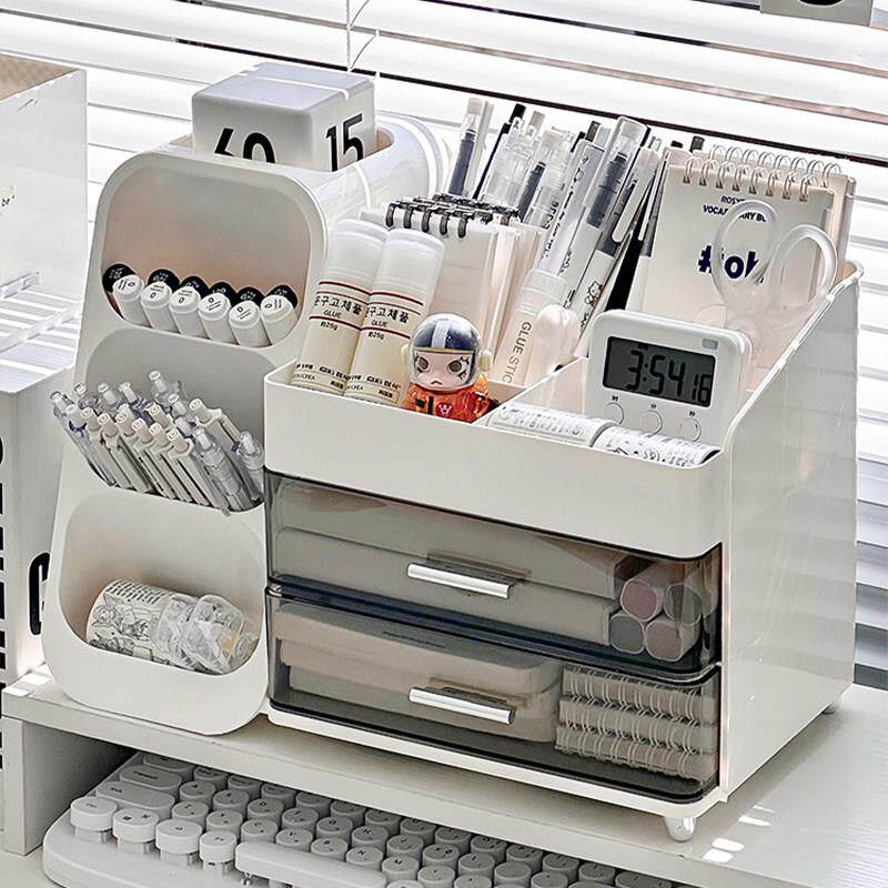 抽屉式桌面收纳盒学生办公室书桌文具杂物置物架大容量整理笔筒箱