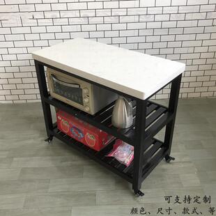 餐桌一体家用实木置物架 厨房可移动餐边柜中岛台单独料理台开放式