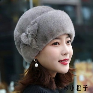 极速日本GP妈妈帽子女冬中老年人仿水貂毛奶奶帽T保暖时尚老太太