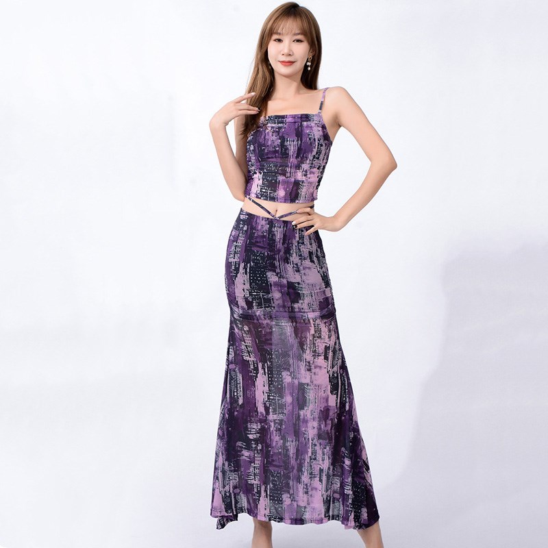 极速蝴蝶肚皮舞练功服吊带套装东方D舞表演服舞团练习舞台演出舞