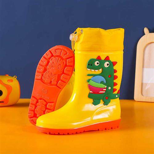 极速1-16岁儿童高筒雨鞋恐龙卡通水靴防滑软底Q防水鞋男童女童幼