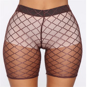 Fishnet Sheer mHigh Shorts 极速Women Mesh Waist Fashion See