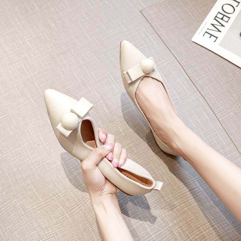 极速香港2020年新款百搭v尖头软皮平底单鞋女网红软底豆豆鞋仙女,女鞋,浅口单鞋,淘宝优惠券,粉丝福利购,淘宝优惠卷