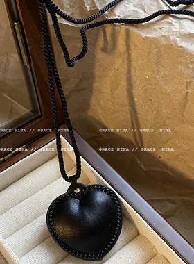 极速fever同款皮质黑色爱心项链2024新款爆款Oins小众独特气质毛