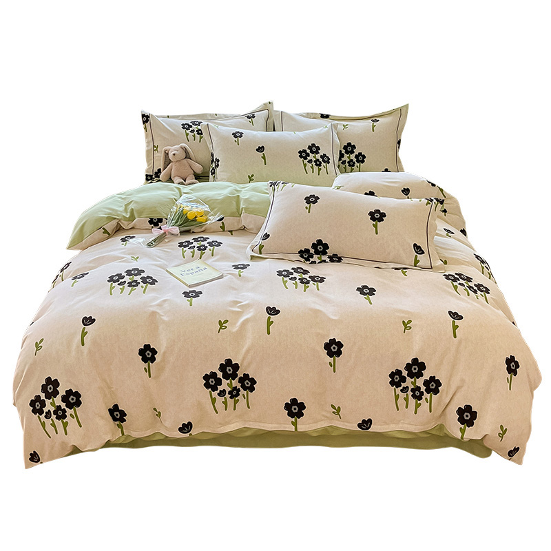 极速2023新款insp小清新全棉磨毛床上四件套100加厚纯棉被套床单