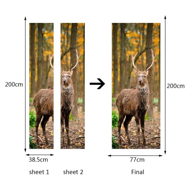 极速Deerd In The Forest Door Stickers Decal Wall Stickers Ho