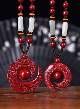 极速天然真朱砂h原石时来运转吊坠红色转运珠项链护身符挂件男女