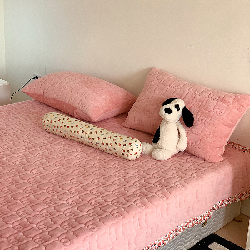 极速2023新款牛m奶绒床盖单件加厚榻榻米炕盖夹棉床单三件套冬季