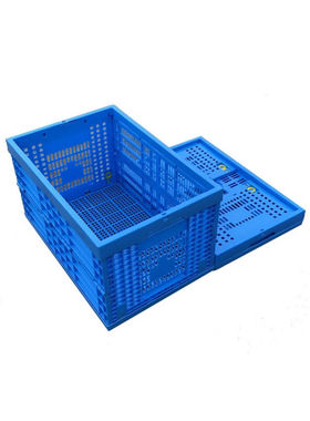 极速蓝色拆c叠筐600-280内倒式可折叠周转框生产厂家蓝色外径长60