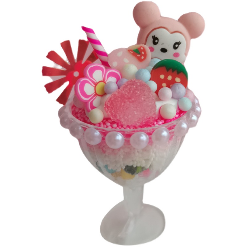 极速幼儿童diy仿真迷你冰激凌甜品杯珍珠雪花R泥手工制作材料套装