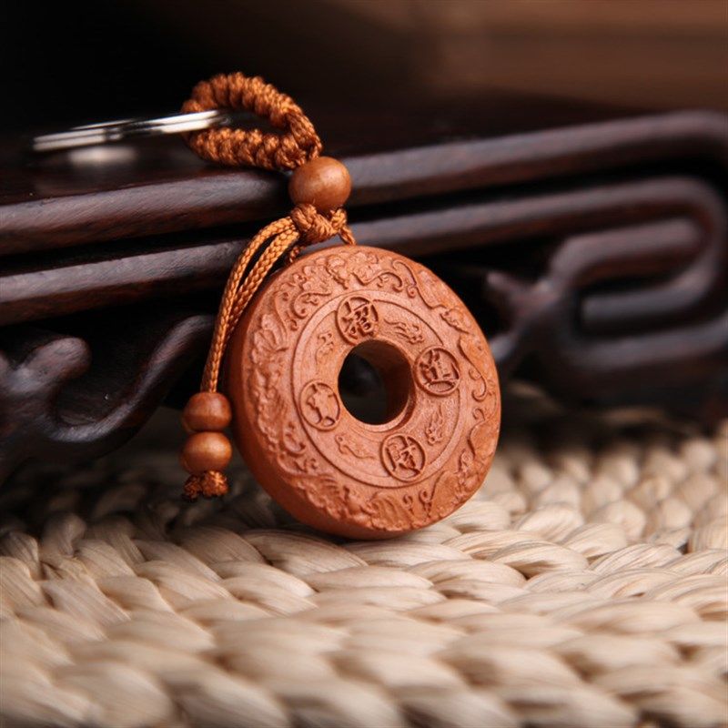 极速真桃木挂件钥匙o扣护身符汽车钥匙挂件本命年随身携带小男女