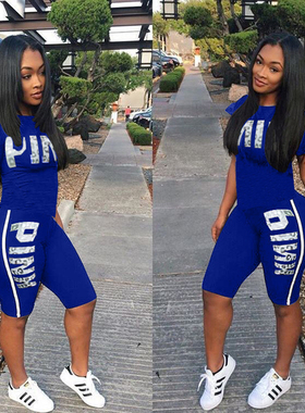 极速Fanco Casual Pink Letter Print Women Two Piece WSet New