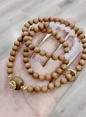 极速老山b檀搭配白玉三圈女款手链 女款多圈手串 有香味的女款手