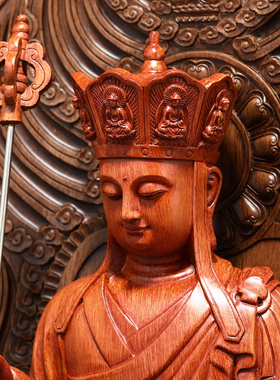 极速地藏菩萨佛像摆件o西方三圣地藏王家用客厅佛堂供奉桌面装饰