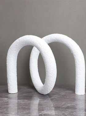 极速现代简约树脂白色摆件样板房售E楼部卧室书房客厅桌面玄关饰