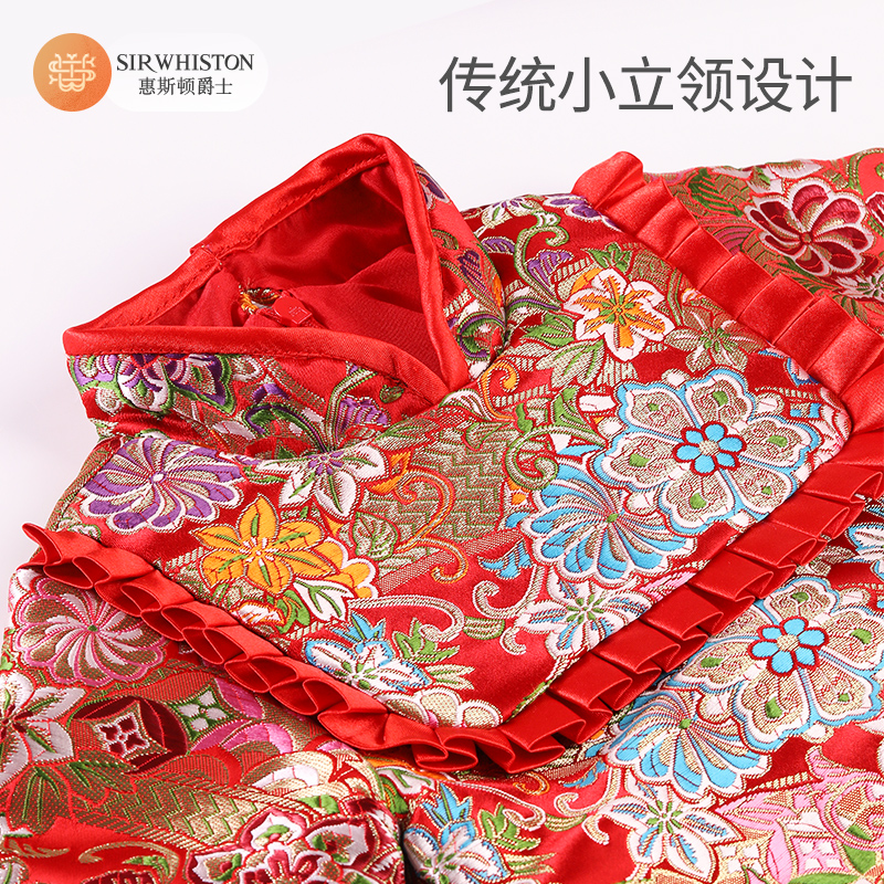 一周岁宝宝礼服女童春秋款公主C裙中国风唐装抓周用品套装道具
