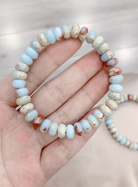 极速寿山石女款算盘珠单x圈女款手链 蓝色高冷系小众手串