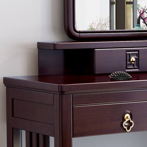 新品新中式实木j梳妆桌现代简约带镜化妆台禅意大小户型卧室家具