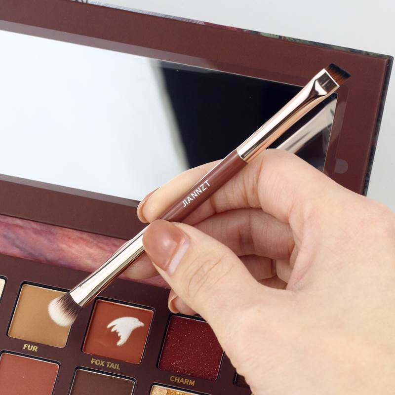 新品完美日日记日记n动物眼影盘同款 双头眼影刷斜头眉刷刀锋眼线