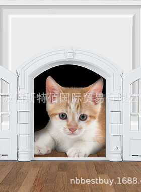 热销French Cat Door 法式宠物自由进出双开门 ABS猫门狗门洞