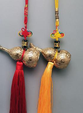 百草铜葫芦六字铜葫芦挂件二黑健康中式家居真言挂饰大小号