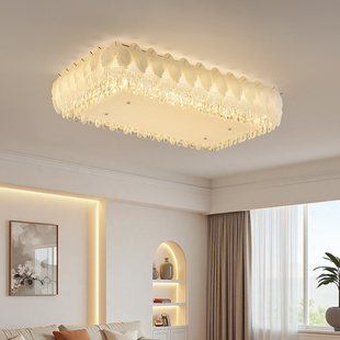 法式 奶油吸顶灯羽毛房间主灯全光谱餐厅卧室轻奢高级感水晶吸顶灯