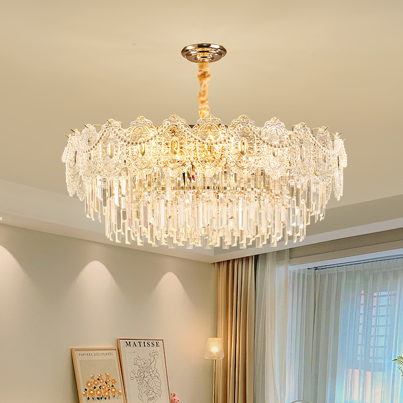 法式奶油风大气水晶玻璃吊灯