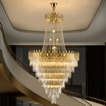 复式楼大吊灯中山灯饰高档奢华别墅酒店工程大厅灯轻奢客厅水晶灯