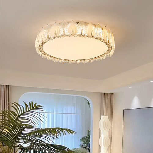 法式奶油风水晶护眼吸顶灯