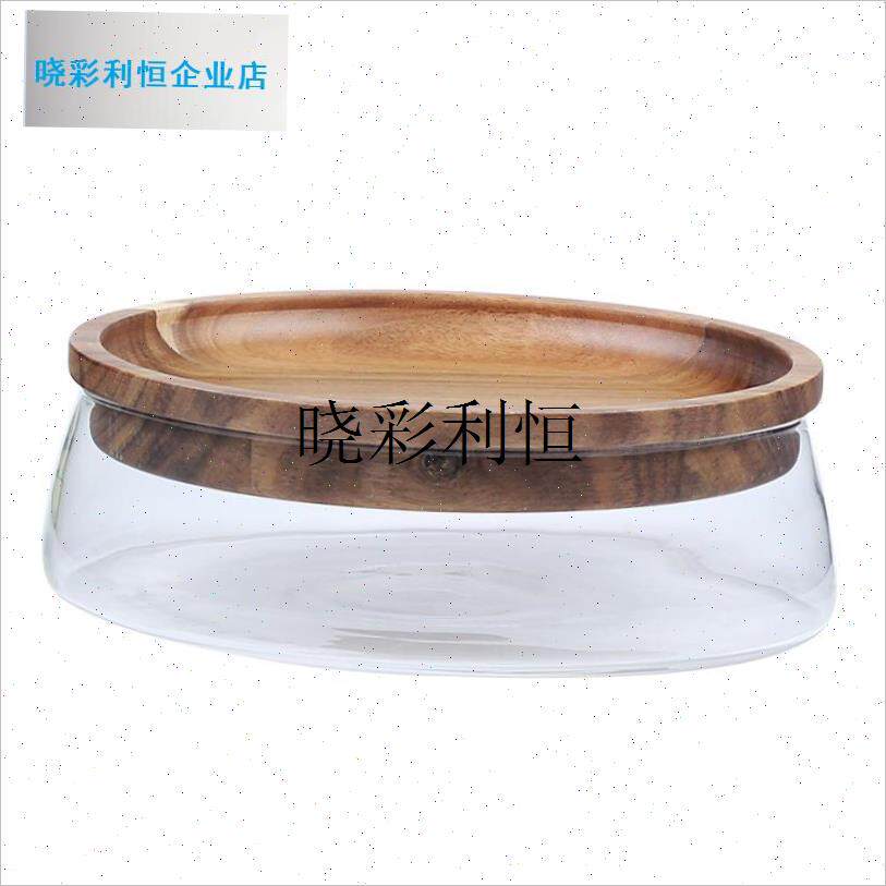 水果盘欧式双层玻璃干s果瓜子坚果盘木质糖果收纳盒摄影摆拍l