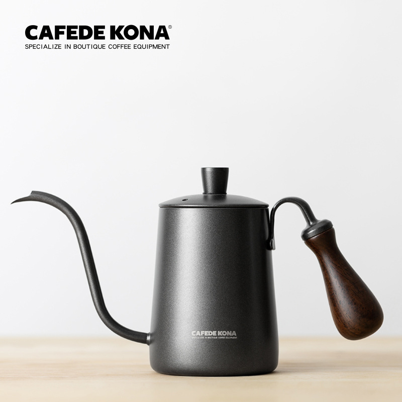 CAFEDE KONA手冲壶长嘴手冲咖啡壶紫檀柄不锈钢细口壶细嘴壶