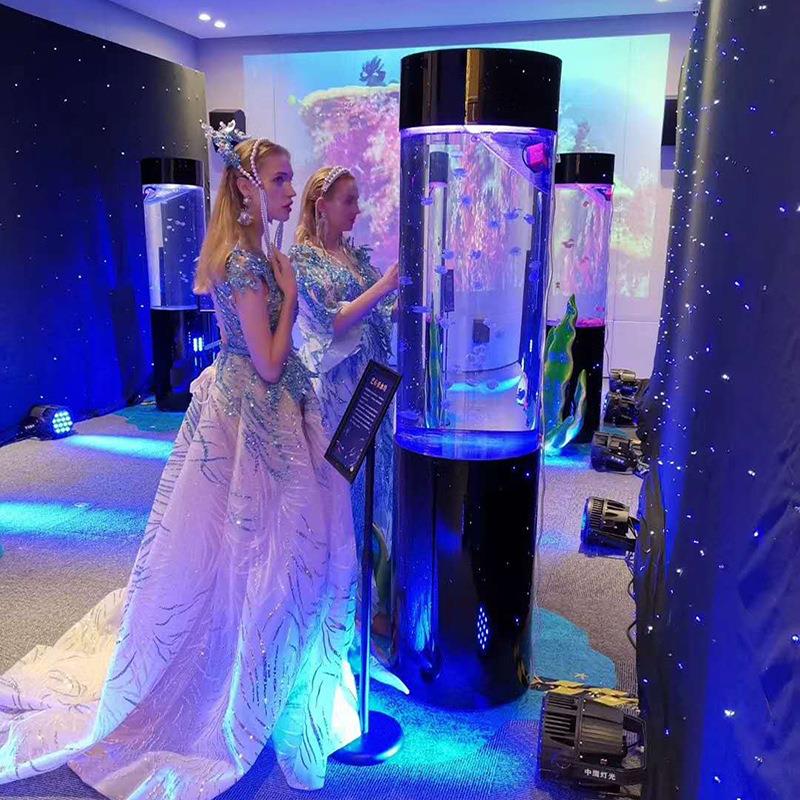 亚克力圆柱水母缸鱼缸海洋展巡回展营销活动用水母缸上滤简易安装